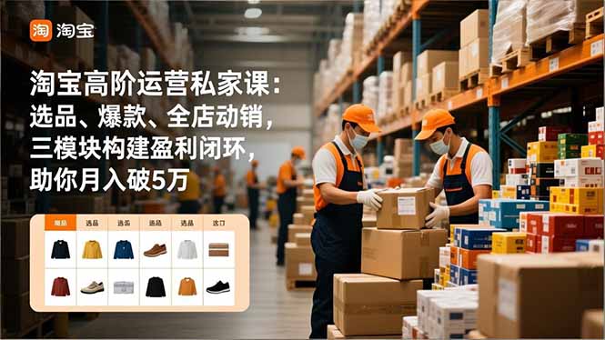 淘宝高阶运营私家课：选品、爆款、全店动销，三模块构建盈利闭环，助你月入破5万(更新12月-清远网