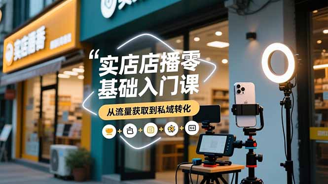 实体店播零基础入门课，实体店+短视频+直播+微信生态+私域社群，从流量获取到私域转化-清远网