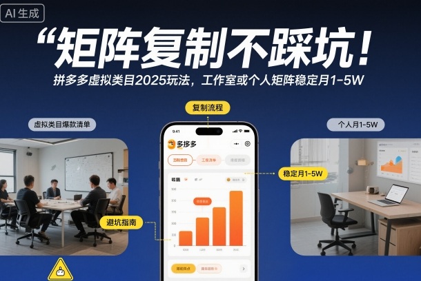 矩阵复制不踩坑！拼多多虚拟类目2025玩法，工作室或者个人矩阵稳定月1-5W【揭秘】-清远网