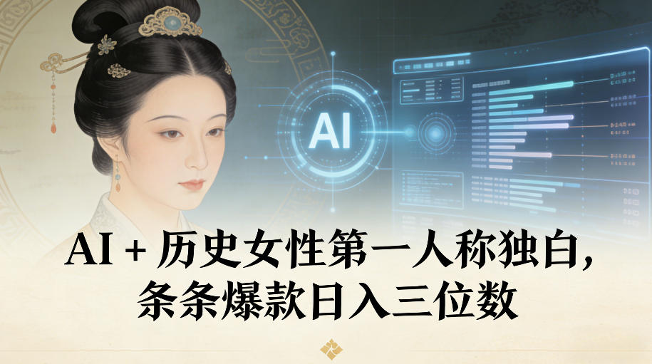 AI+历史女性第一人称独白，条条爆款日入三位数-清远网