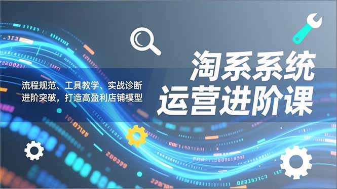 淘系系统运营进阶课2.0，流程规范、工具教学、实战诊断，进阶突破，打造高盈利店铺模型-清远网