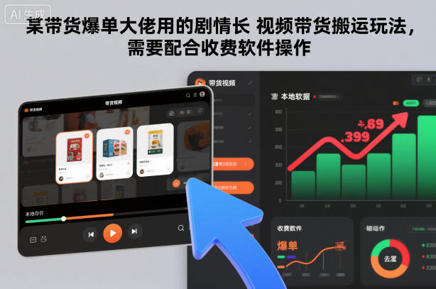 某带货爆单大佬用的剧情长视频带货搬运玩法，需要配合收费软件操作-清远网