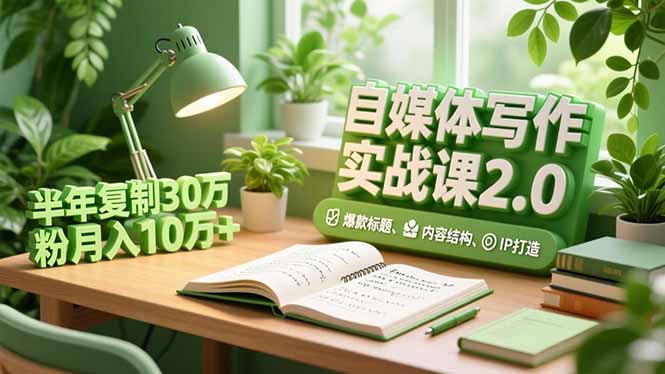 自媒体写作实战课2.0，爆款标题、内容结构、IP打造，半年复制30万粉月入10万+-清远网
