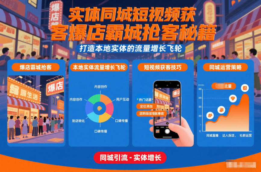 实体同城短视频获客爆店霸城抢客秘籍，打造本地实体的流量增长飞轮-清远网