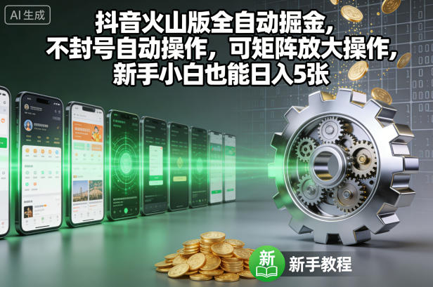 抖音火山版全自动掘金，不封号自动操作，可矩阵放大操作，新手小白也能日入5张【揭秘】-清远网