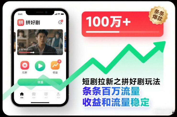 短剧拉新之拼好剧玩法，条条百万流量，收益和流量稳定-清远网