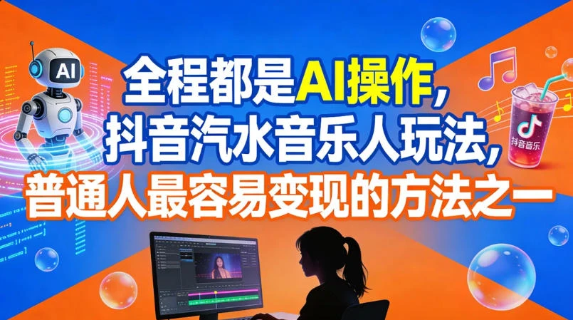 全程都是 AI 操作，抖音汽水音乐人玩法，普通人最容易变现的方法之一-清远网