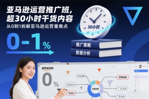 亚马逊运营推广班，超30小时干货内容，从0到1拆解亚马逊运营重难点-清远网