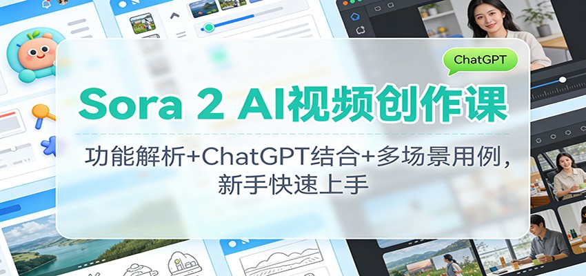 Sora 2 AI视频创作课：功能解析+ChatGPT结合+多场景用例，新手快速上手-清远网