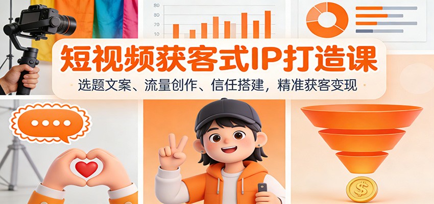 短视频获客式IP打造课：选题文案、流量创作、信任搭建，精准获客变现-清远网