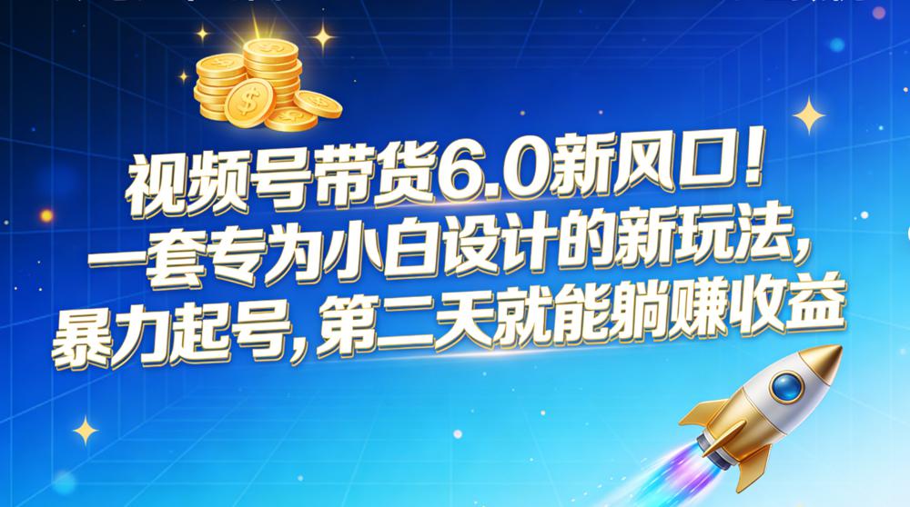视频号带货 6.0 新风口！一套专为小白设计的新玩法，暴力起号，第二天就能躺赚收益-清远网